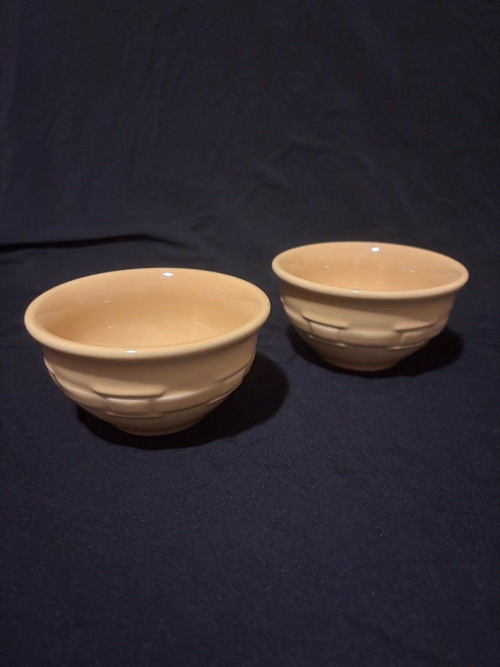 Set of 2 SMALL Longaberger Woven Traditions Bowls in Yellow